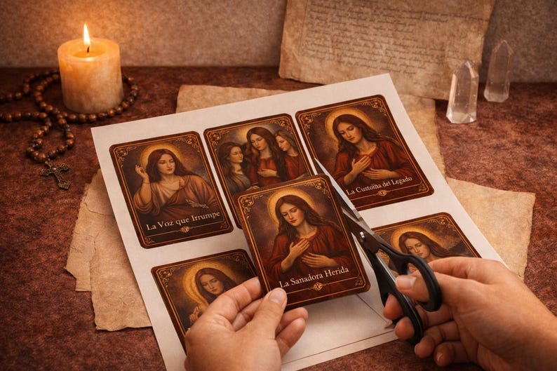 Oraculo de Maria Magdalena Kit Imprimible Completo, Libro Guia 33 Cartas, Descarga Digital en PDF